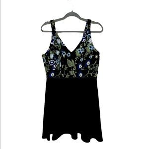 BCBG Floral Embroidered Sleeveless Mini Dress, Size 12